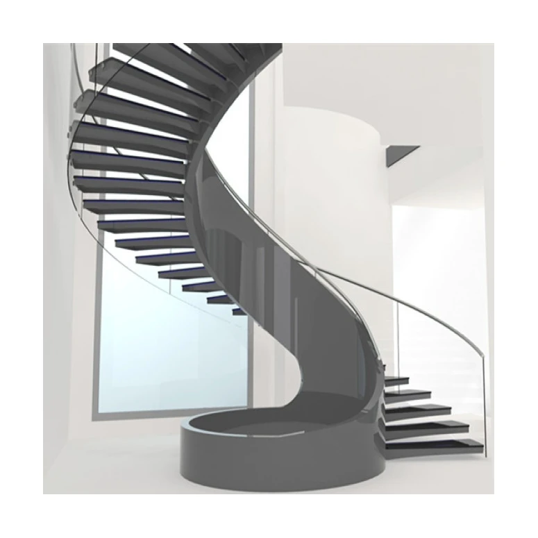 Modern Stylish Art Stainless Steel Spiral Stairs Customized Villa Tempered Top Grade Nice Looking Steel Helical Stairs