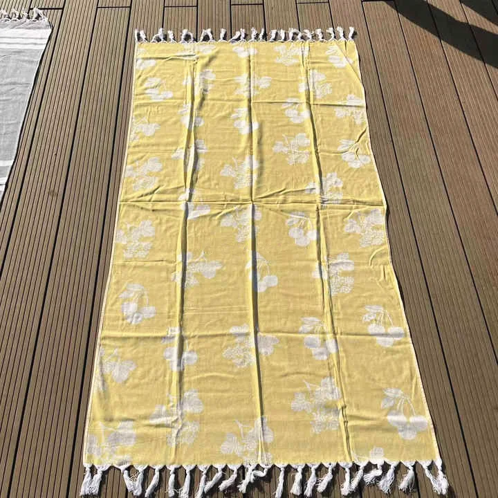 Oversized sand free fouta quick dry towel beach custom blanket  frayed organic peshtemal turkish beach towel with 100% cotton