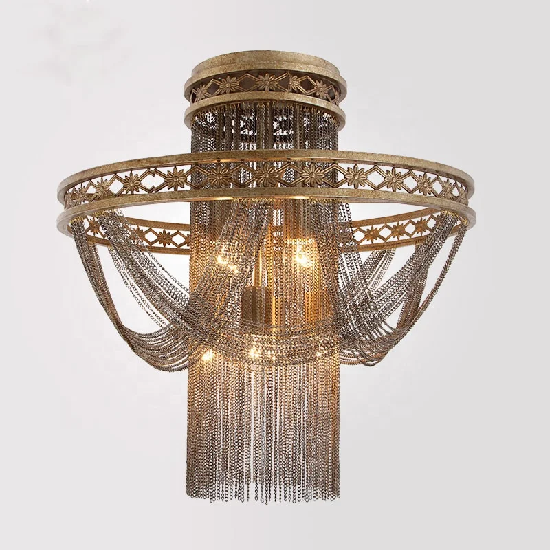 New design french empire iron chain chandelier 8-lights decorative lighting interior pendant lamp