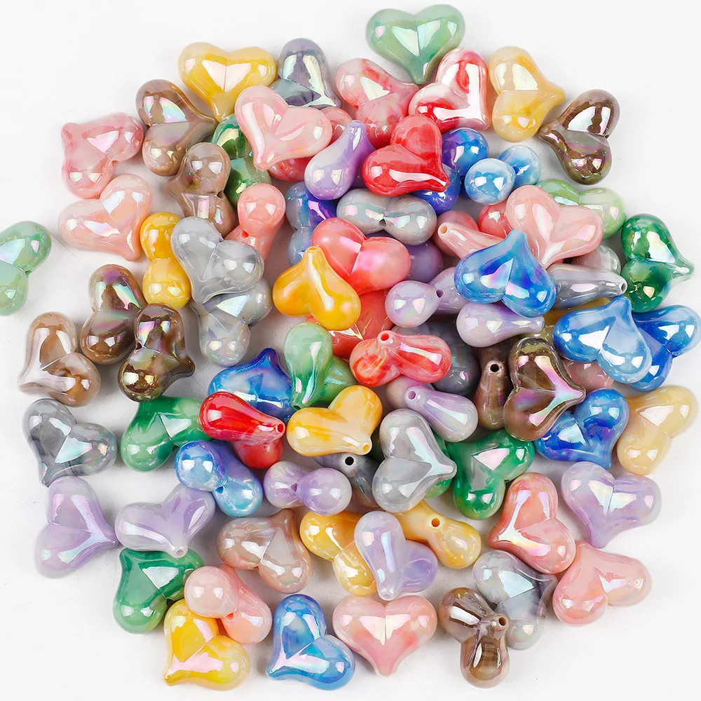 SOJI Wholesale Most popular 20mm 100pcs per bag Large Heart Acrylic Loose Spacer Beads Acrylic Heart Beads for Jewelry Making