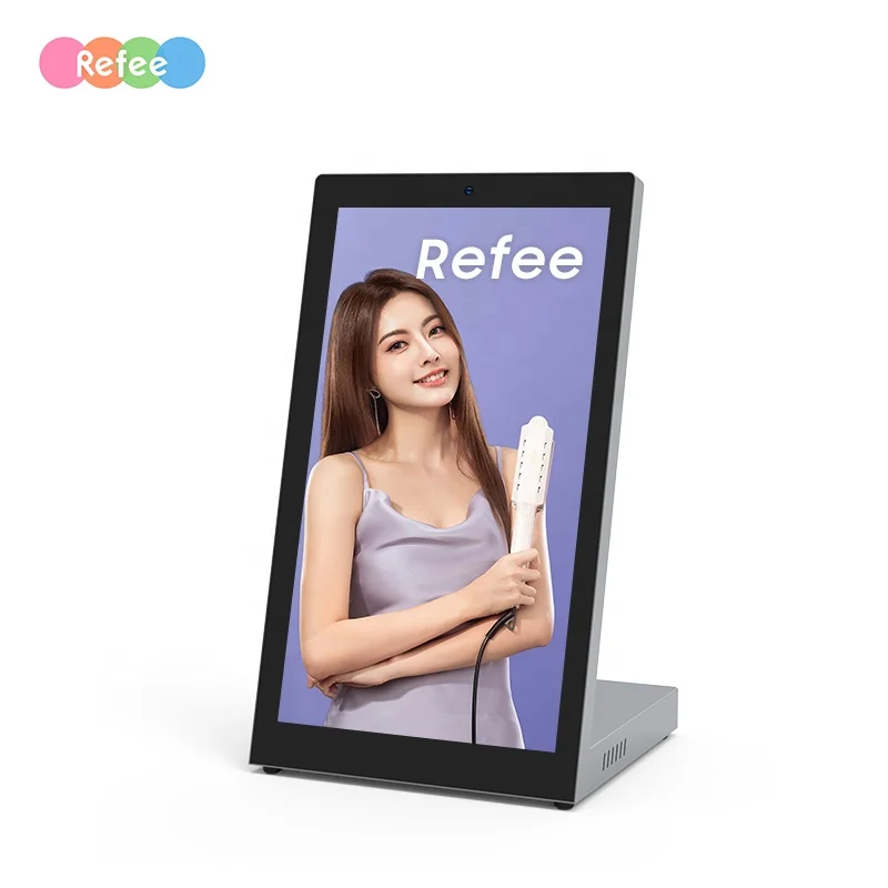 Перенос на Android настольный рекламный дисплей портативный монитор сенсорный для проверки в отеле киоске встроенная камера