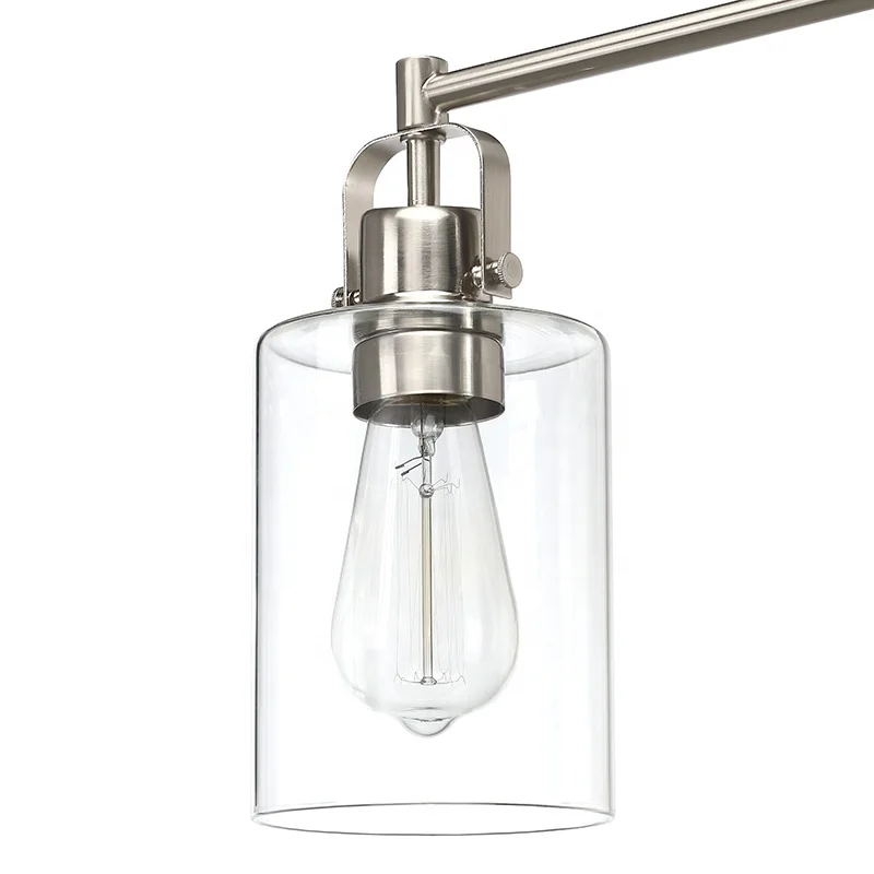 Bathroom Light Fixtures Modern Farmhouse 3 Light Vanity Light Indoor Wall Lamp in Satin Nickel Finish Clear glass shade