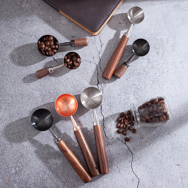 Stainless Steel Tablespoon Spoon and Scooper with Long Wooden Handles