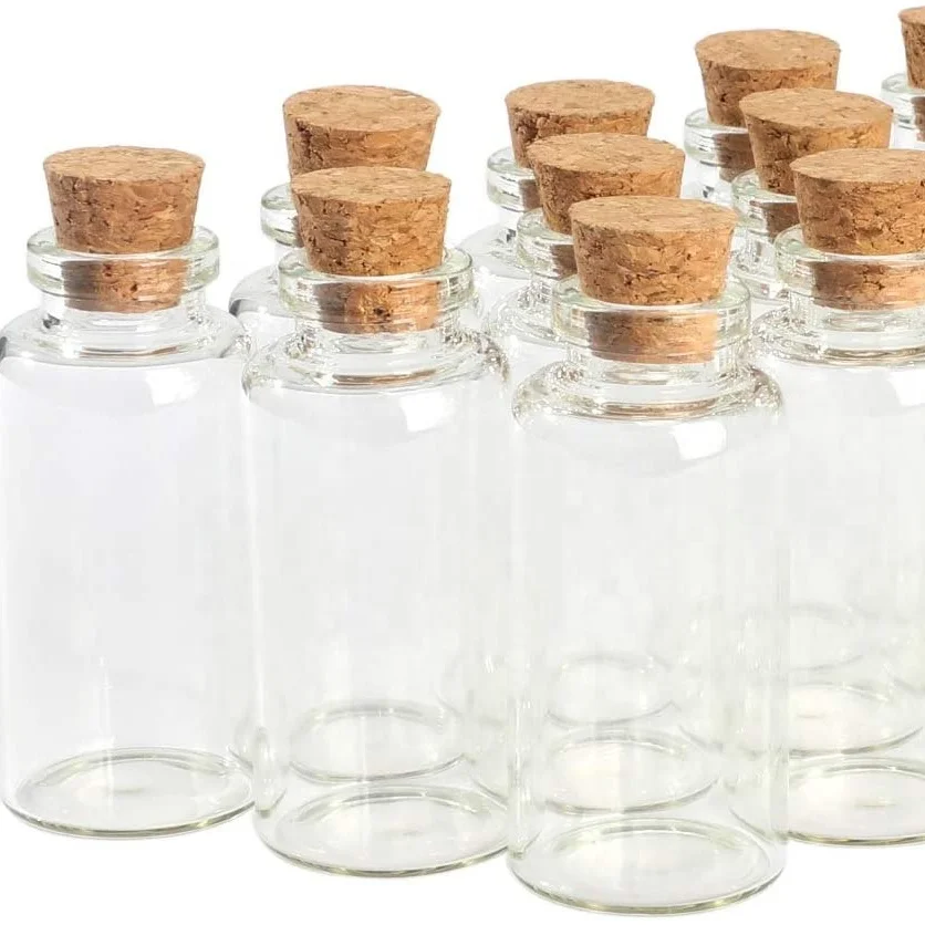 Glass Bottles Cork Stoppers DIY Decoration Mini Glass Vials Cork Message Small Glass Bottles Jars Corks