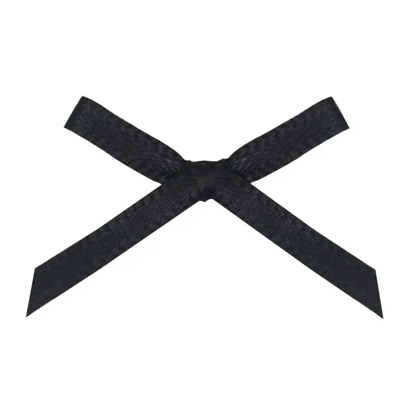 Pre made Polyester Satin Gift Ribbon bow Small Size Mini Self Adhesive Lingerie Bow For Underwear Decoration