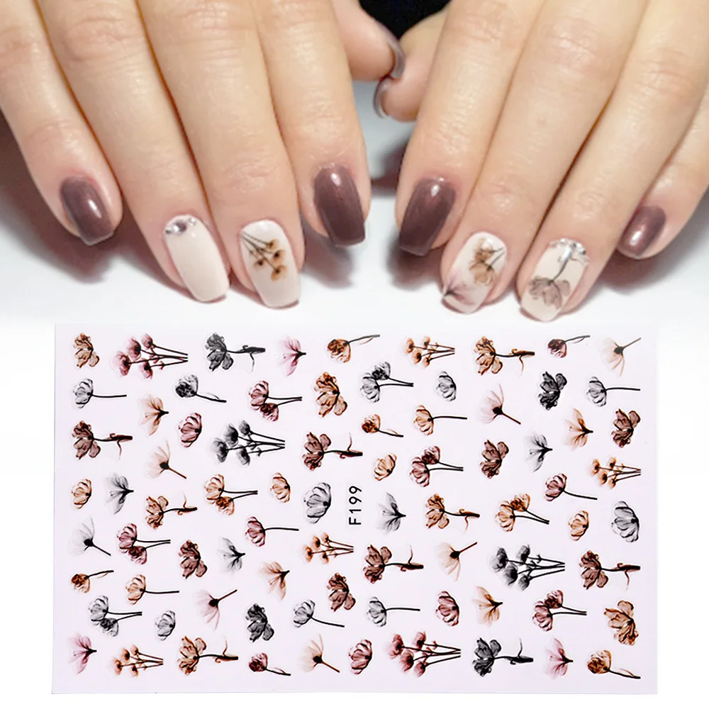 1pcs 3D Nail Slider Black Russia Letter Sticker Decals Flamingo Design Adhesive Manicure Tips Nail Art Decorations