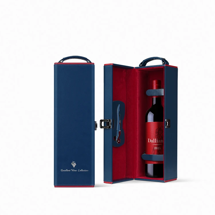 Ready to ship luxury PU leather single wine bottle display case