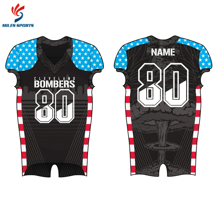 
 customized made logo professional athletic boys team new model design sublimation american football jersey wear  