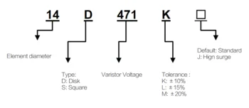 25D431K 25D Series China varistor VDR MOV Varistor