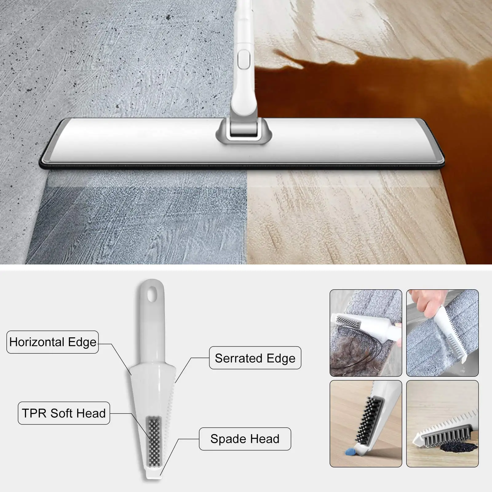 Amazon E5 Without Bucket Microfiber Flat Head Mop For Floor Cleaning Walls With 2 Microfiber Pads