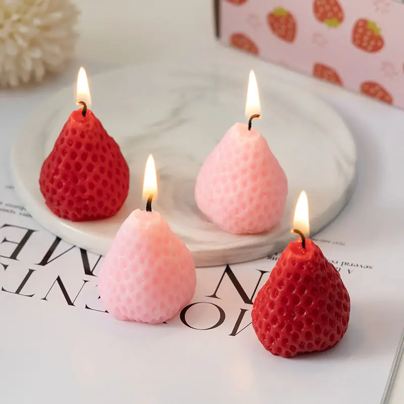 EIPP Strawberry Soy Wax New Shape Candles Luxury Art Aromatic Fragrance Candles for Home Wedding Birthday Decorative