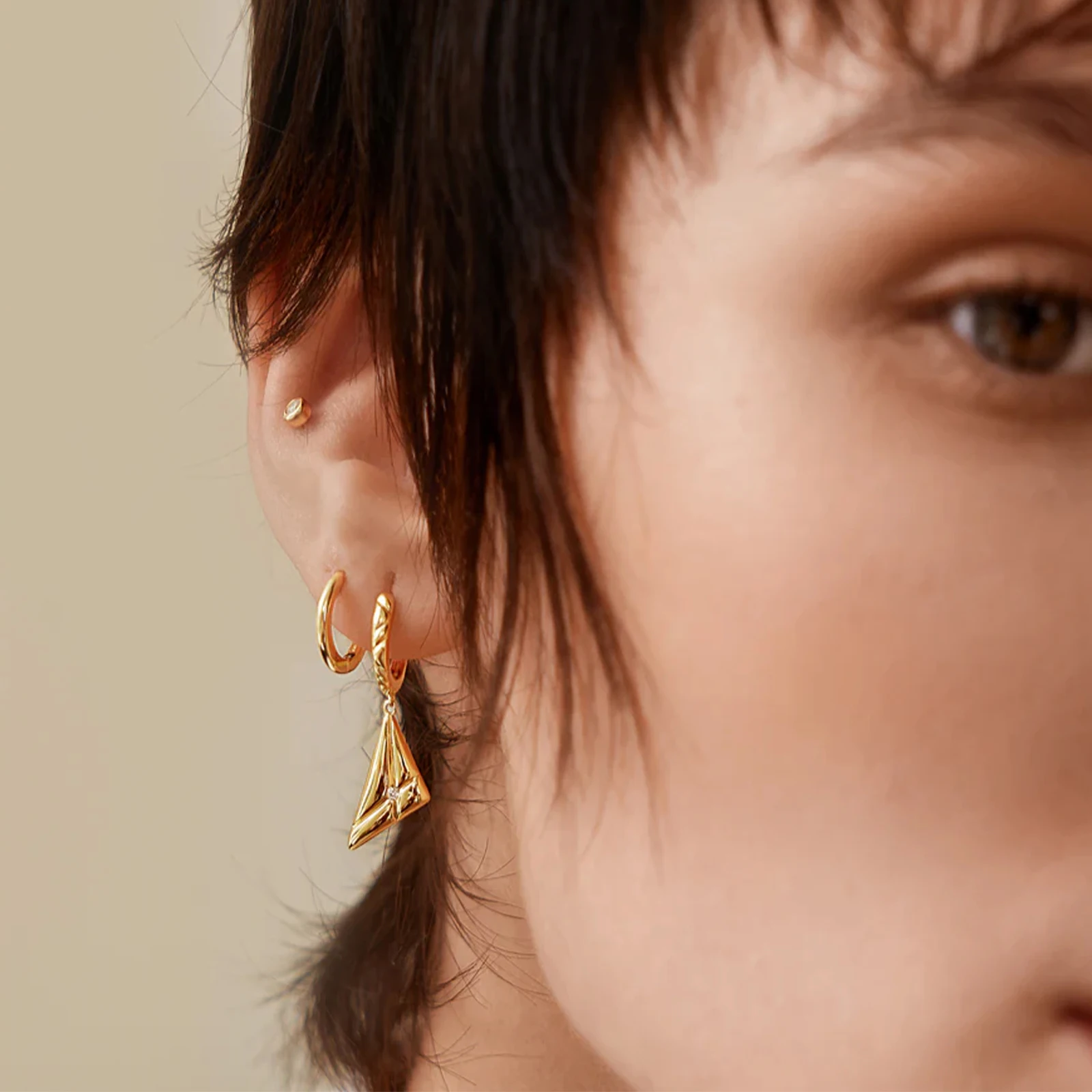 FUAMAY Wholesale Triangle Shape 925 Sterling Silver Drop Earrings Jewelry Women