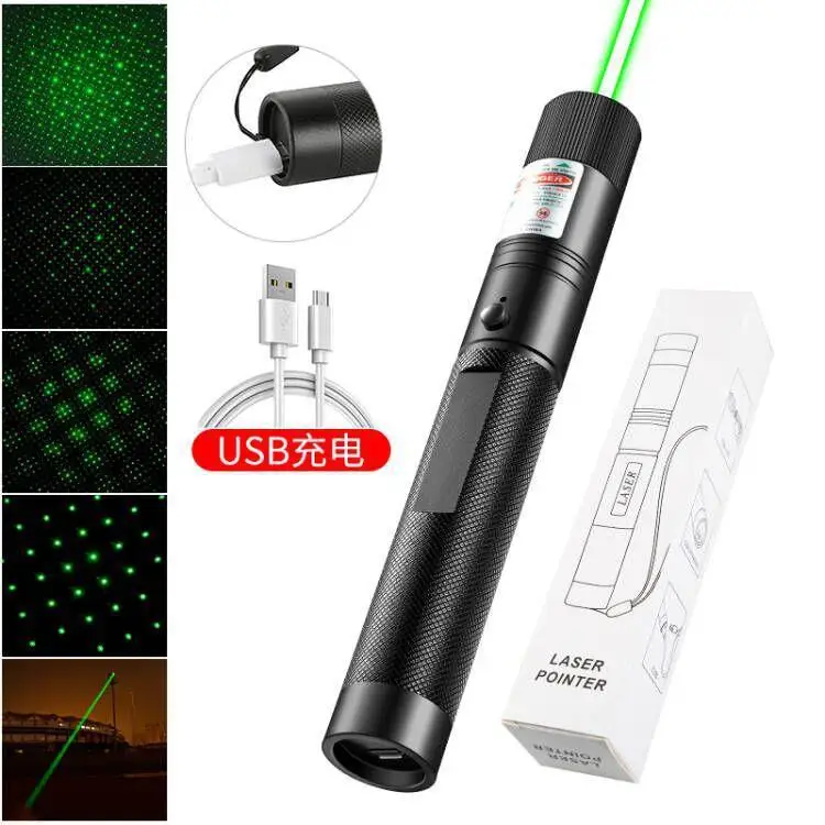 high power USB Rechargeable 303 Stars Green 532nm Laser Pointer Pen Laser Torch