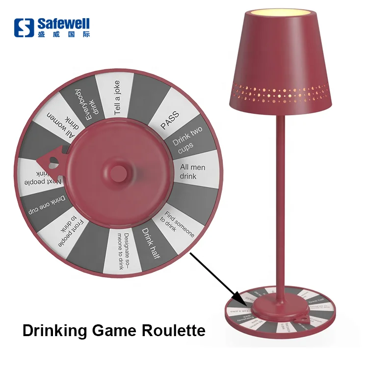 Hollow Lampshade Drinking Game Roulette Table Lamp RGB Rechargeable Battery Bar Light Gambling Wheel Base