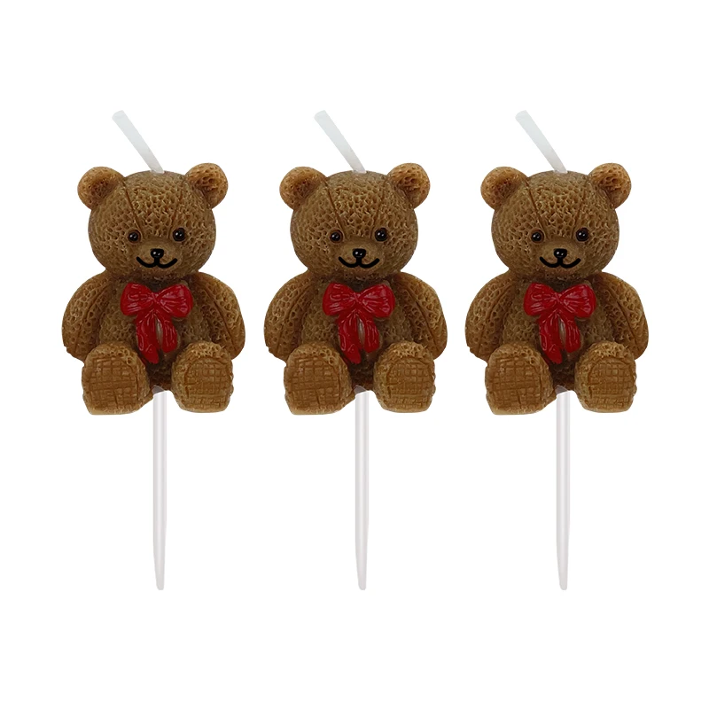 New Style Cute Bear Shaped With necktie Birthday Cake Candles