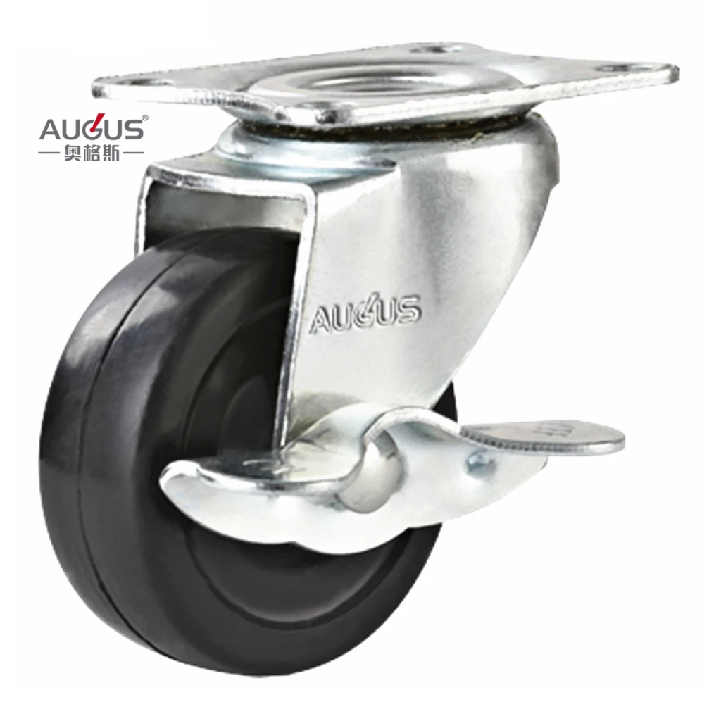 small 2 inch furniture caster wheels rubber wheel swivel with brake 50 mm caster wheel