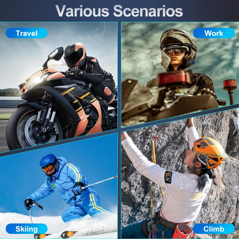 Y5X BT 5.1 Music Sharing Motorcycle Headset Intercom Helmet Group Interphone with 4 People 1000M Walkie-Talkie