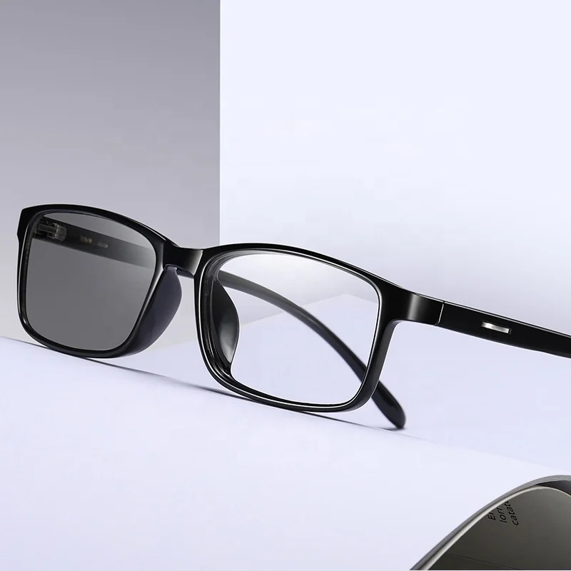 Manufacture Direct In Stock designer vintage rectangle tr90 frame photochromic anti blue light glasses for men