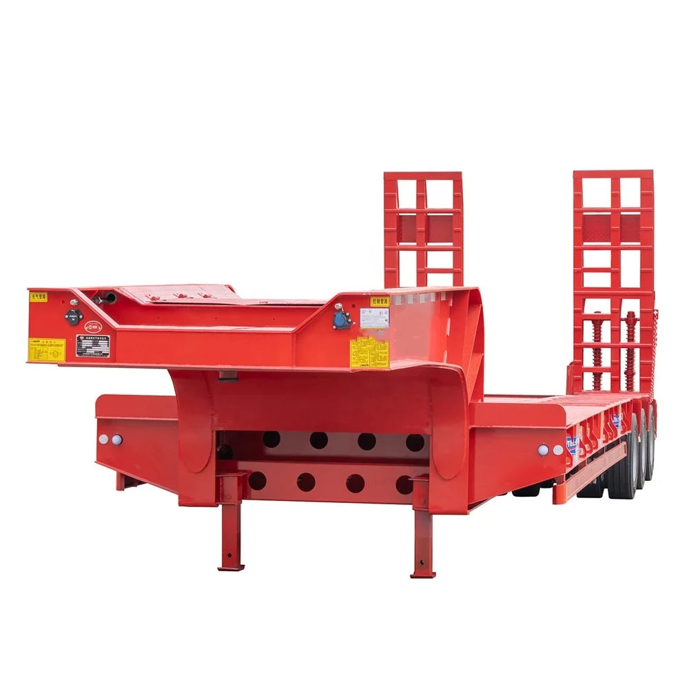 3 Axle 60 Ft Lowbed Semi Trailer Lowboy Truck Trailer