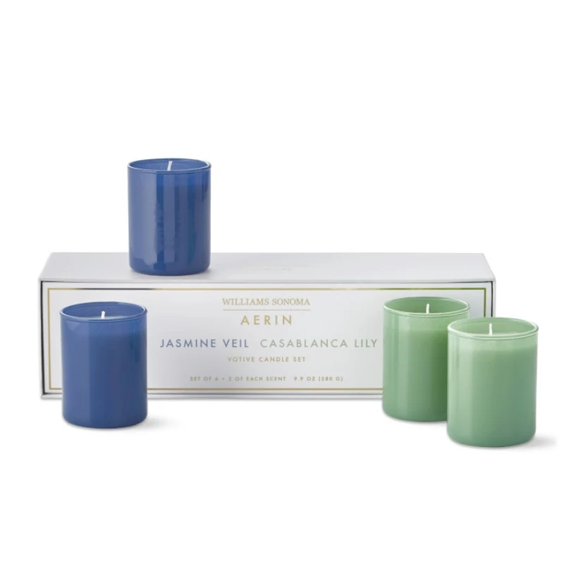 Scented candles gift set natural soy,Custom-made luxury two-core beeswax soy candles in stained glass jars