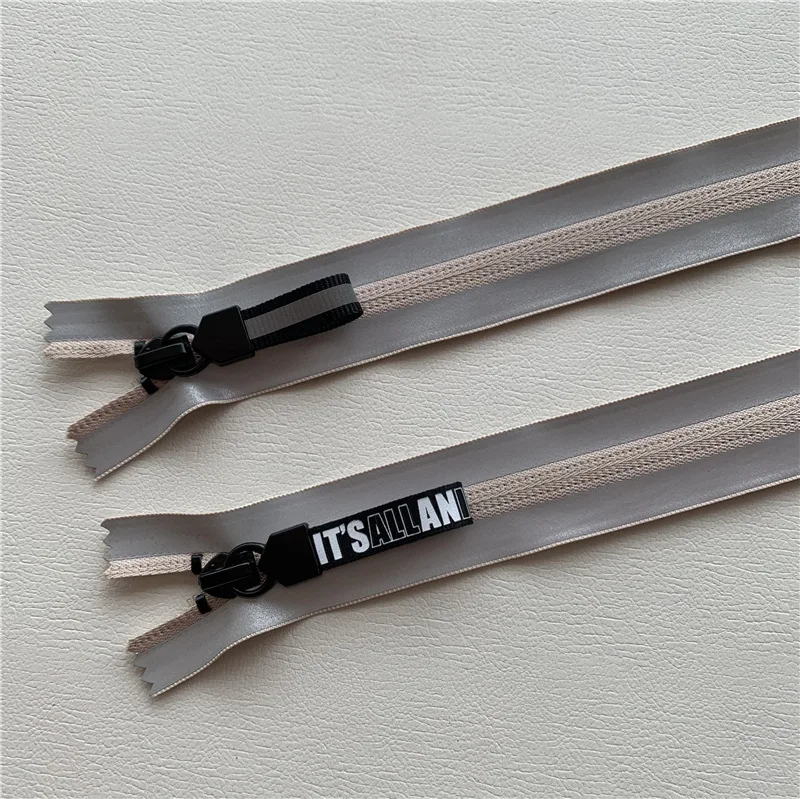 5# nylon invisible zipper colorful paste black film reflective strip clothing bags shoes and boots zipper webbing letter slider