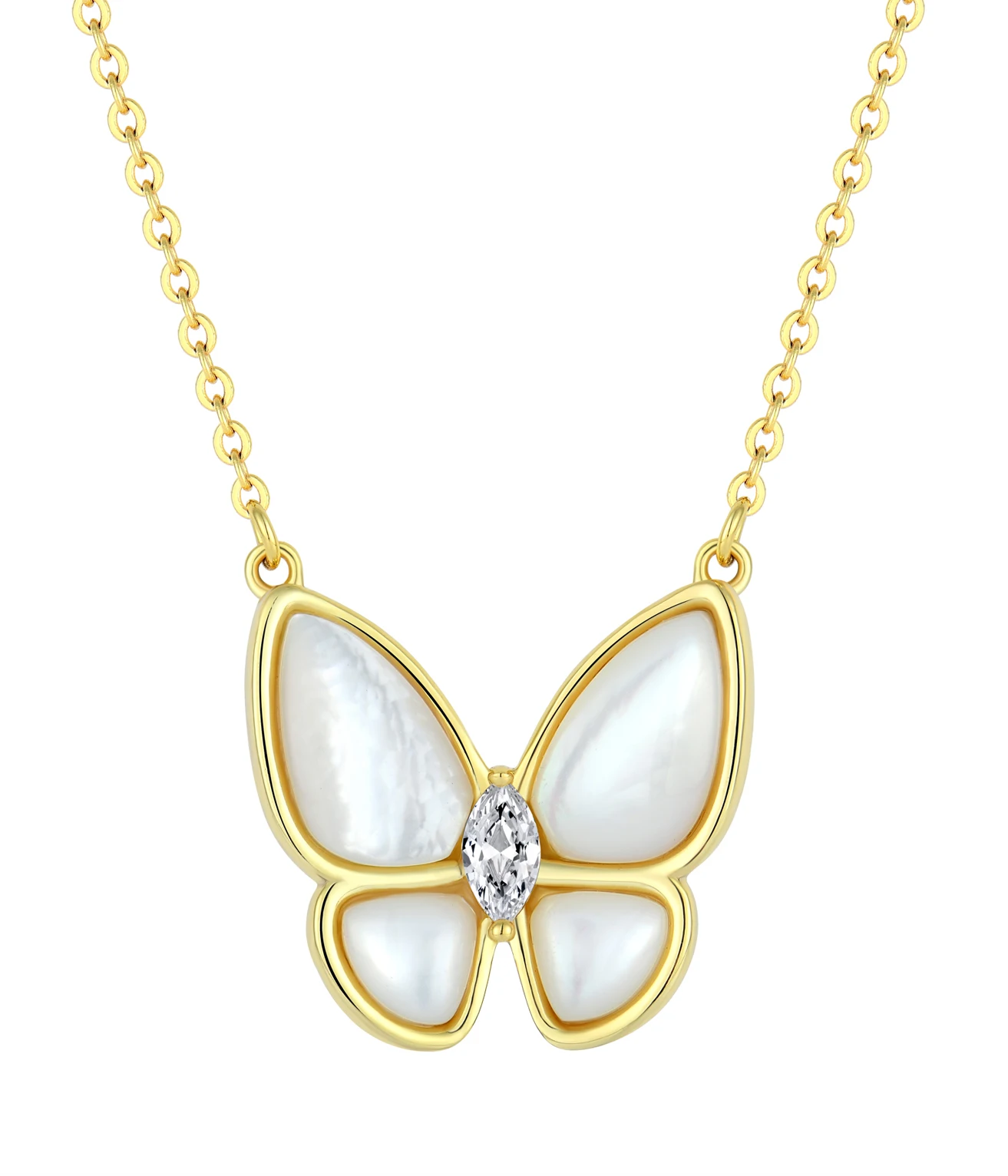 New style jewelry set zircon butterfly 925 silver sets shell choker necklace earrings ring gold plated jewelry sets for women
