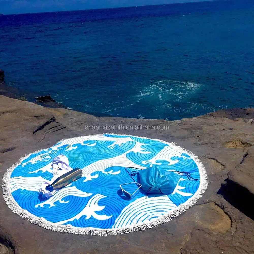 
100% cotton terry /velour reactive printing aztec tropical mandala round beach towel stock wholesale 