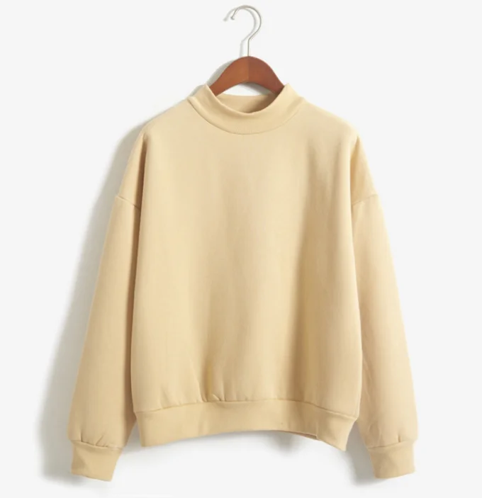 Wholesale 2021 Cute Women Pullover Autumn Knit Sweatshirt Coat Winter Loose Fleece Solid Color Round Neck Thick Hoodies Sweater