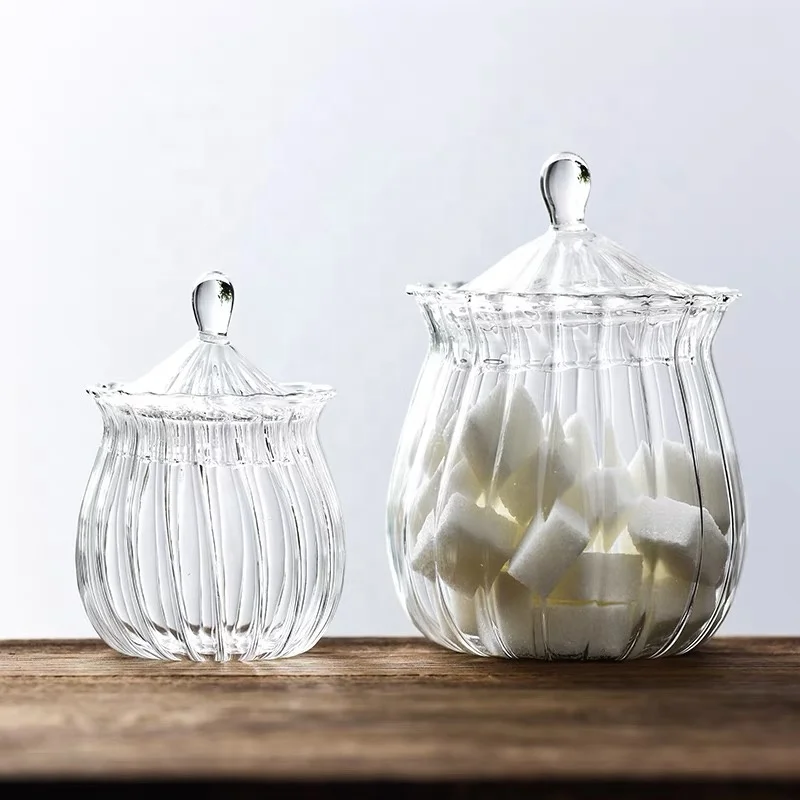 High Quality Cheap Price Pumpkin Stick Jar Glass Sugar Pot With Lid Custom Kitchen Storage Jar