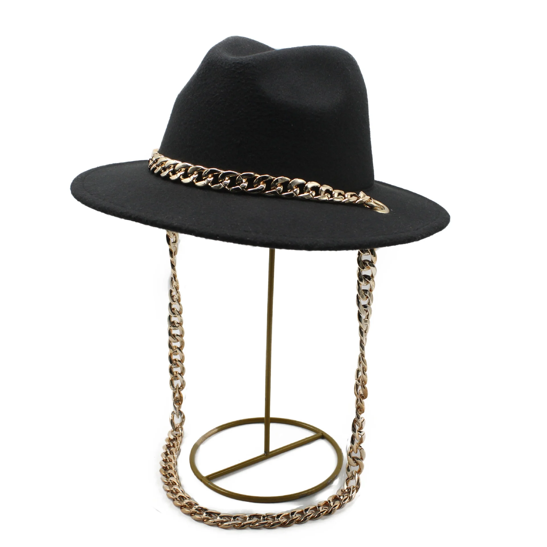 Jewish hat private custom wholesale wide-brimmed jazz fedora woolen felt personality sequins custom