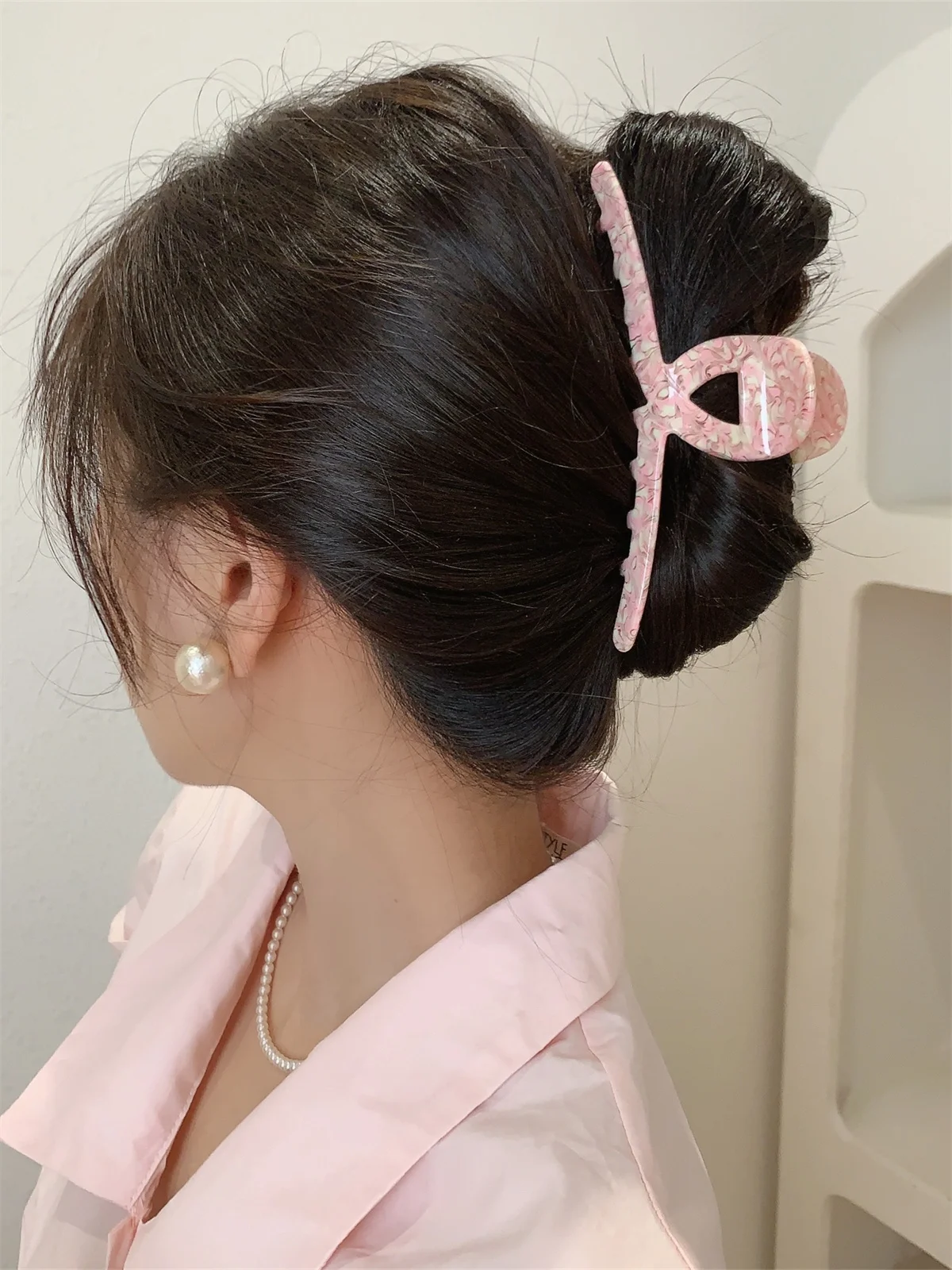 New  European Elegant Hairclip Cherry Blossom Pink Female Temperament High Quality Summer Sweet Acetate Hair Claw