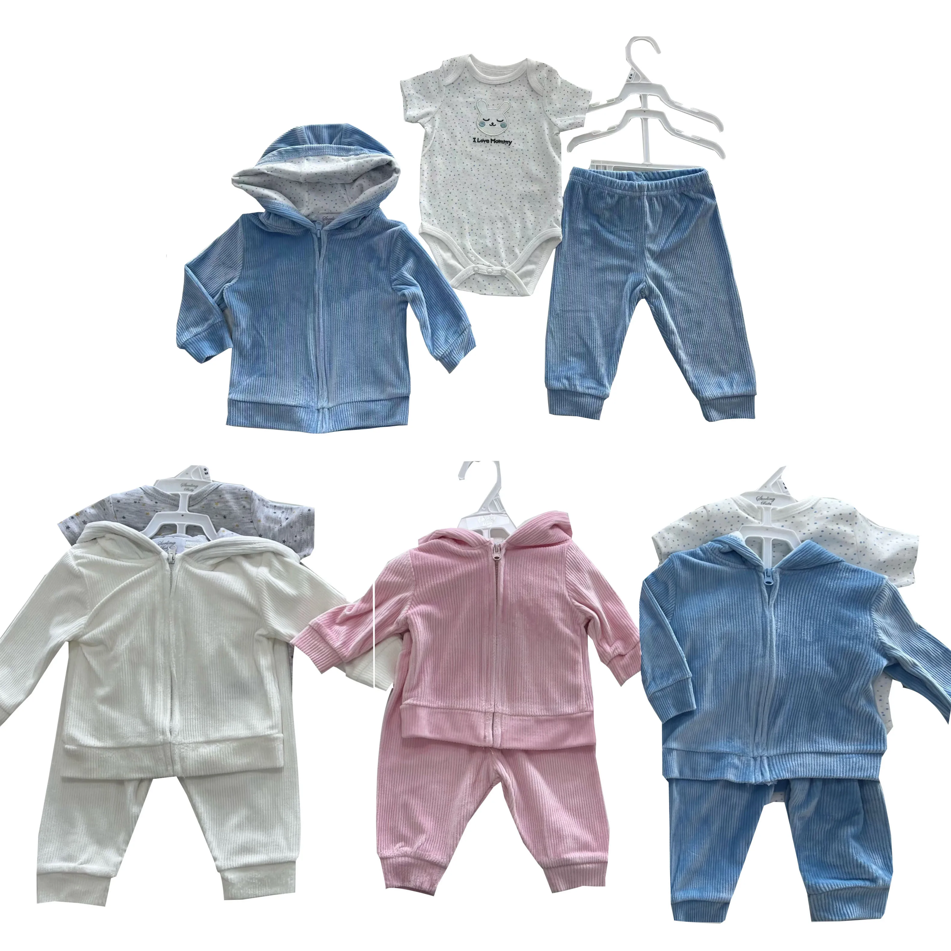 INS Romper set 3 pcs cotton new born baby clothes sets 3-12M for boy baby clothing factory in china