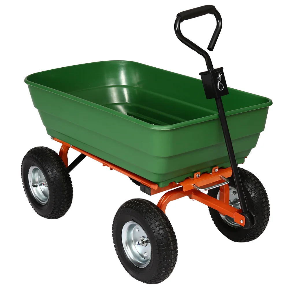 KINDE Transporting Garden Dump Cart with Durable Rubber Wheels Multifunctional Garden Tool Cart TC2135A