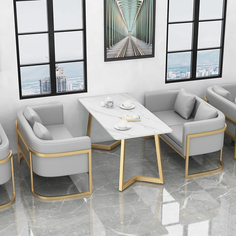 modern design commercial furniture cafe shop cafe table set Reception 1 2 3 seater leather sofa  restaurant sets