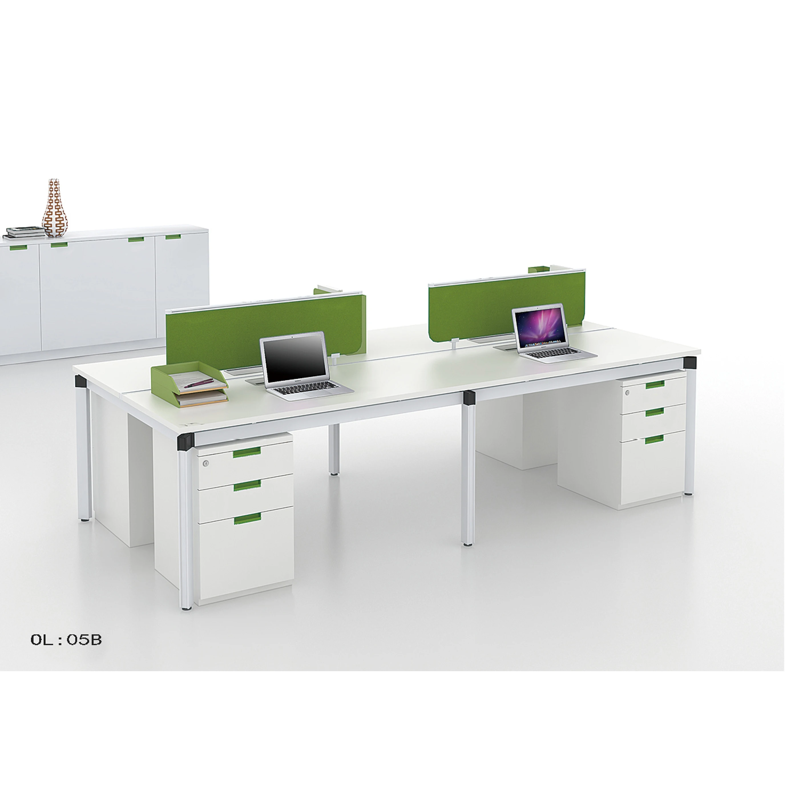 Небольшой офисной 4 человек местный фон с изображением деревянных доскок белый рабочий модульный компьютер рабочая станция настольная лампа в современном стиле сенсорным экраном