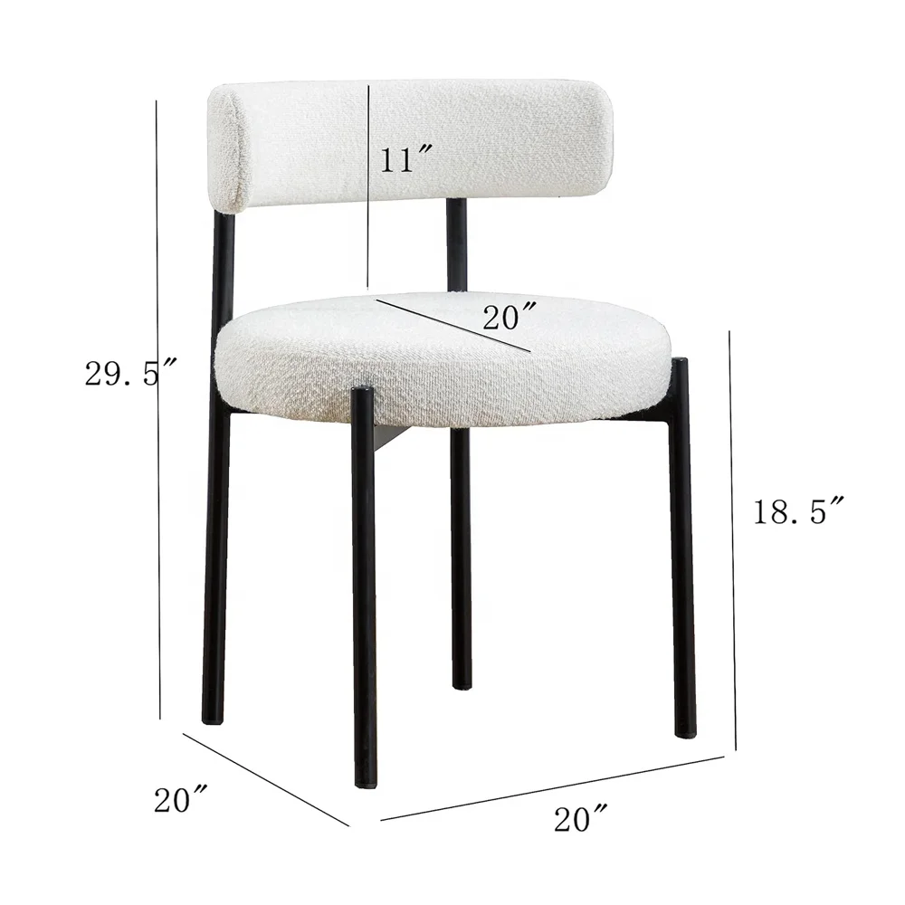 Modern Accent Chair Upholstered Short Plush Fabric Leather Luxury Velvet Black White Dining Chairs