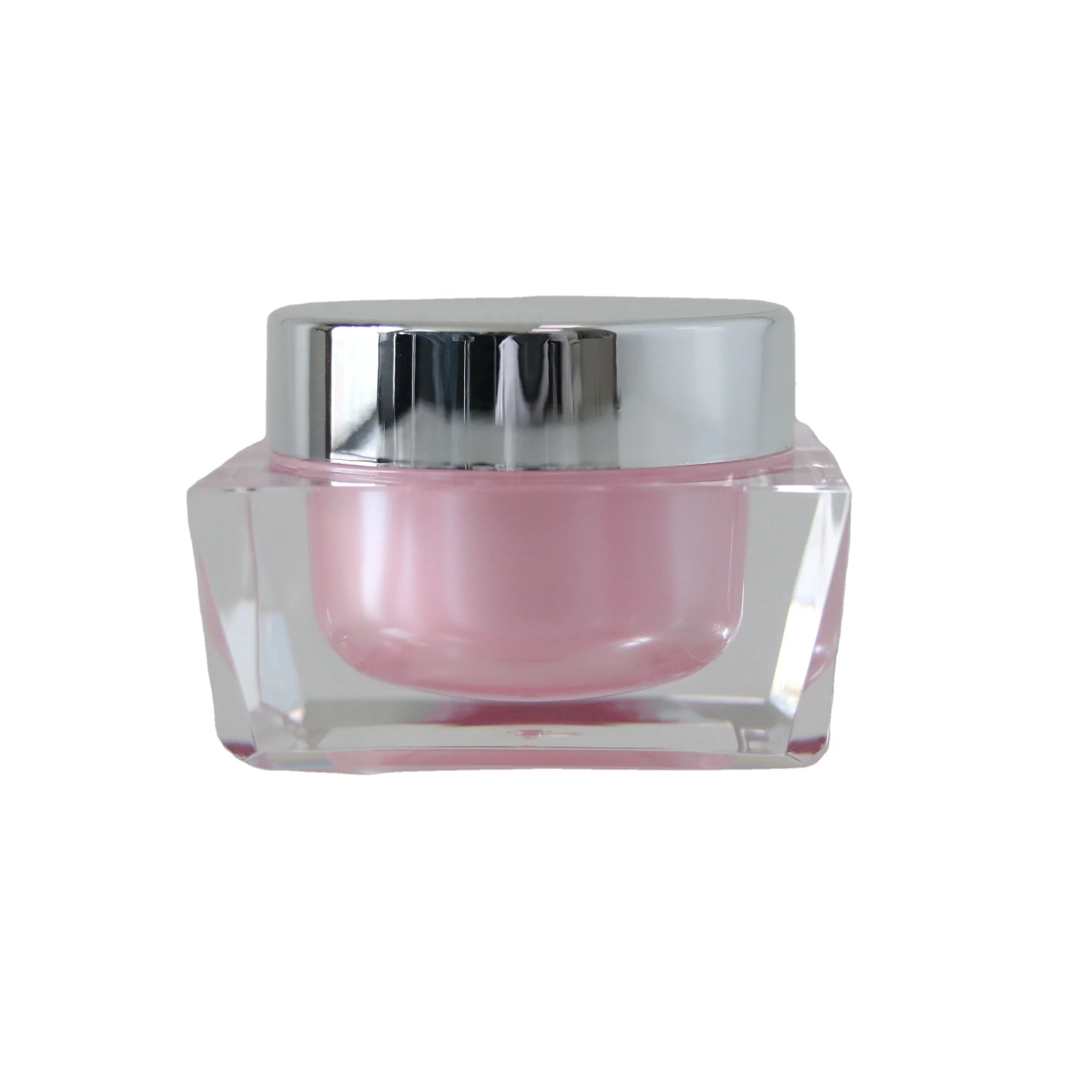 
Professional Manufacturer 15g 30g 50g Double Wall Square Acrylic Cosmetic Cream Jar with Silver Lid 