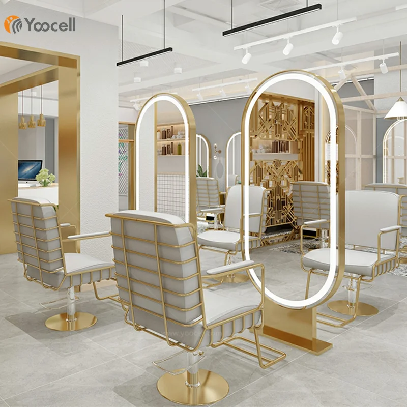 Yoocell кожаный современный золотой корпус из нержавеющей стали белого цвета профессиональный гидравлический насос кресло для салонной