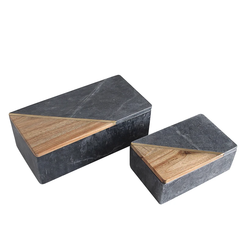 
Home Decor Luxury Marble Jewelry Box Black Natural Marble Gift Box for Interior Decoration Items 