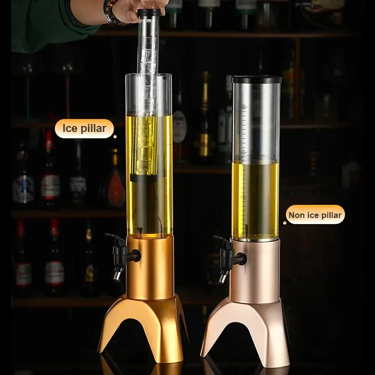 Best-selling Drinking beer tower 3.0 liter Beer Dispenser Tap Portable Led Light with stainless steel ice tube