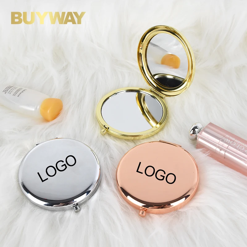 Wholesale Round Hand Compact Travel Small Cosmetic Pocket Mirrors Handheld Makeup Gift Folding Custom Logo Mini Cheap Mirror