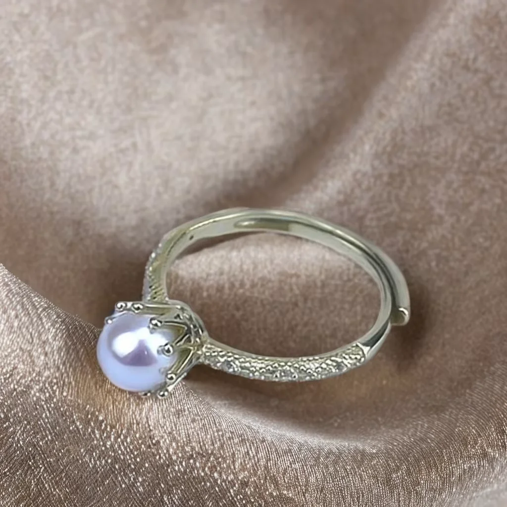 2024 Gold Plated Vintage Rings Wholesale 925 Sterling Silver Casual Rings For Ladies Freshwater Pearls Ring