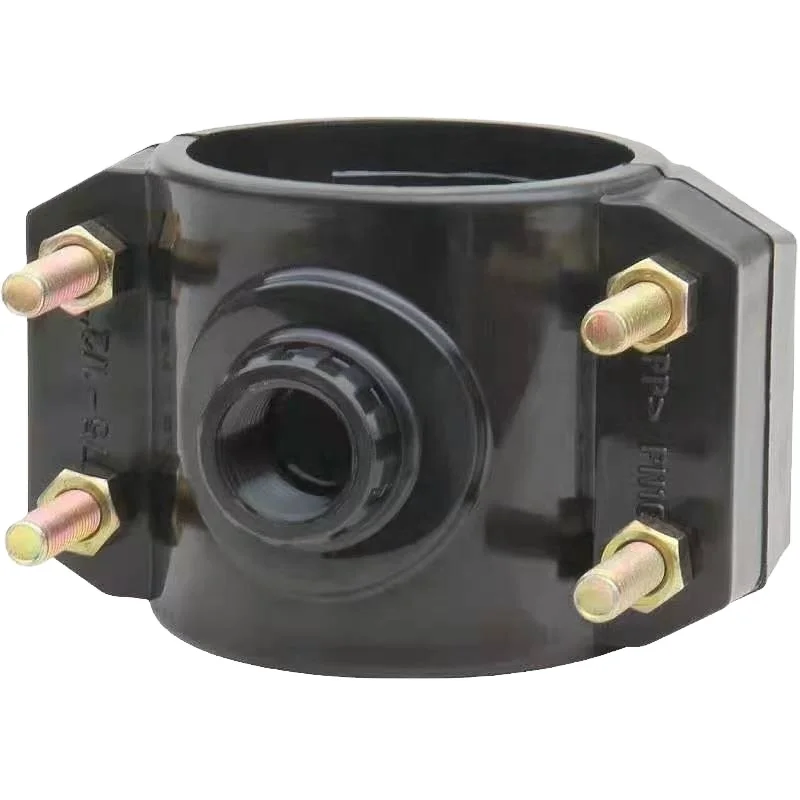 Irrigation pipe compressation saddle  New Material PP/Plastic Pipe Fitting Thread Clamp Pipe Clamp Saddle