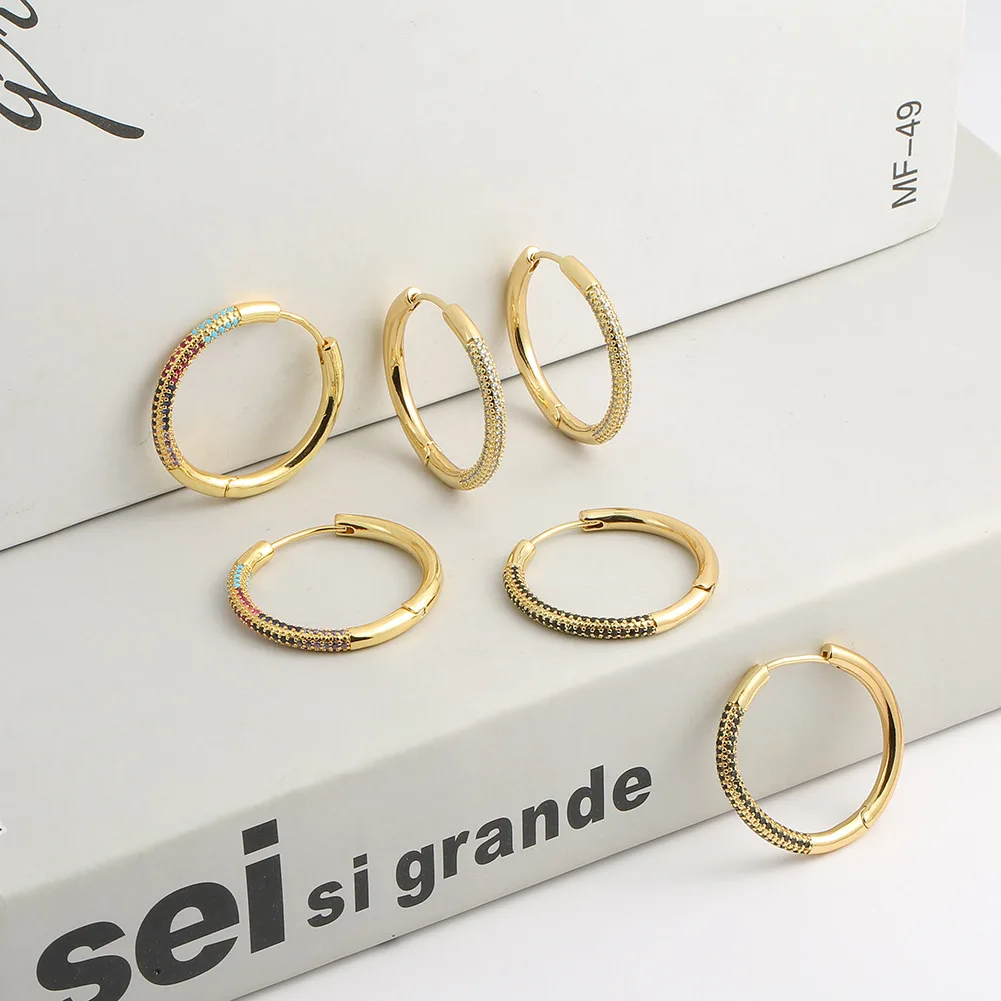 2021 New Fashion Hip Hop Jewelry For Women Circle Earring Iced Out Cz Cubic Zirconia Big Round Hoop Earrings