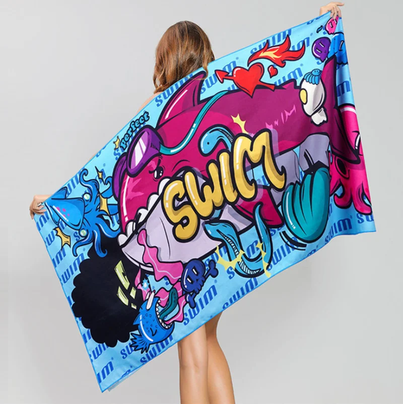 China Suppliers Custom Beach Towel With Cartoon Characters New Soft Quick-drying Cotton Digital Printing Custom Beach Towel