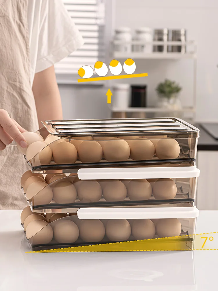 PET egg storage box refrigerator modern chicken grid drawer type egg storage boxs & bins egg storage plastic