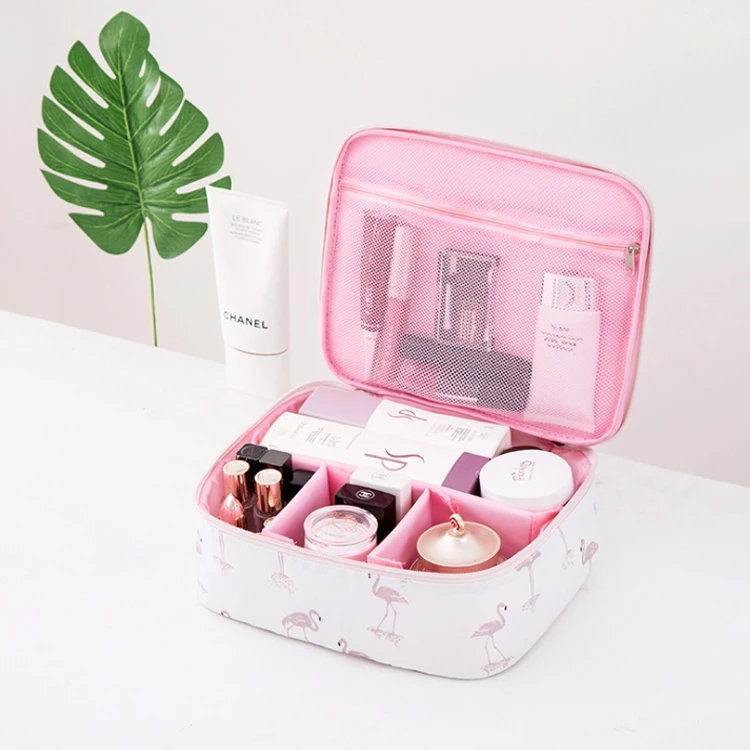 
Blue Flamingo Multifunction Personalized Portable Travel Makeup Cosmetic Toiletry Bags for Women Make-up Brushes Pouch 