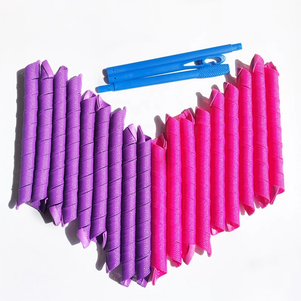 18pcs/set 55cm Heatless Spiral Hair Curlers Magic For Long Hair 3Pcs Styling Hooks DIY Hair Rollers Set