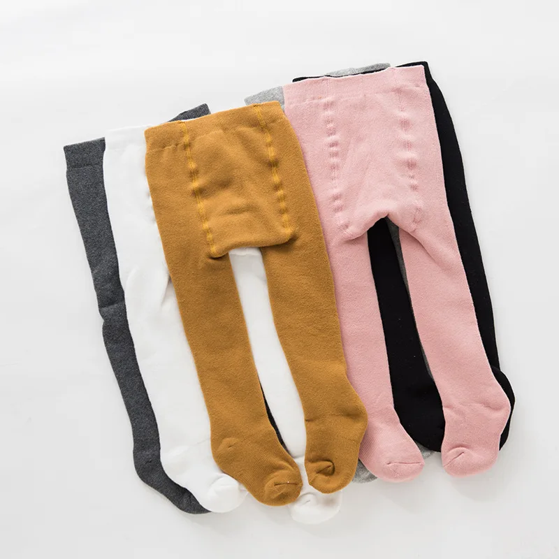 Детские осенне-зимние колготки для девочек, детские цветочные чулки, хлопковые теплые колготки