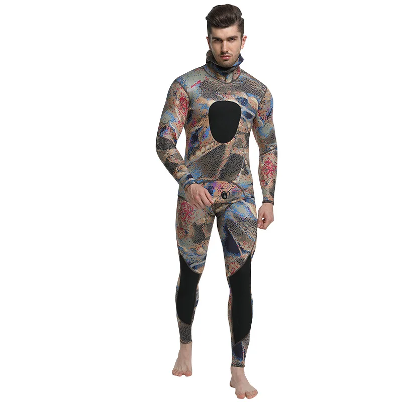 Wholesale custom 3mm 5mm stretch neoprene fabric two piece suit unisex long sleeve back zipper surfing wetsuit